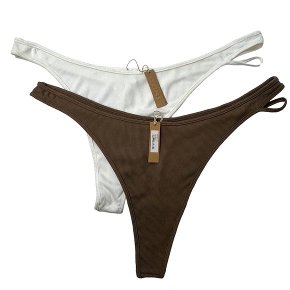 SKIMS Soft Lounge Cut Out Thong Lot of‎ 2 Marble Oxide Modal Blend 4X - Picture 1 of 15